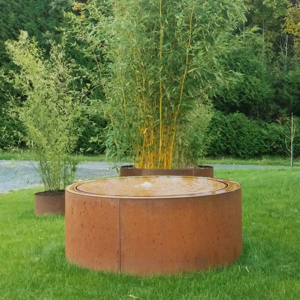 Table d'eau ronde - Acier corten